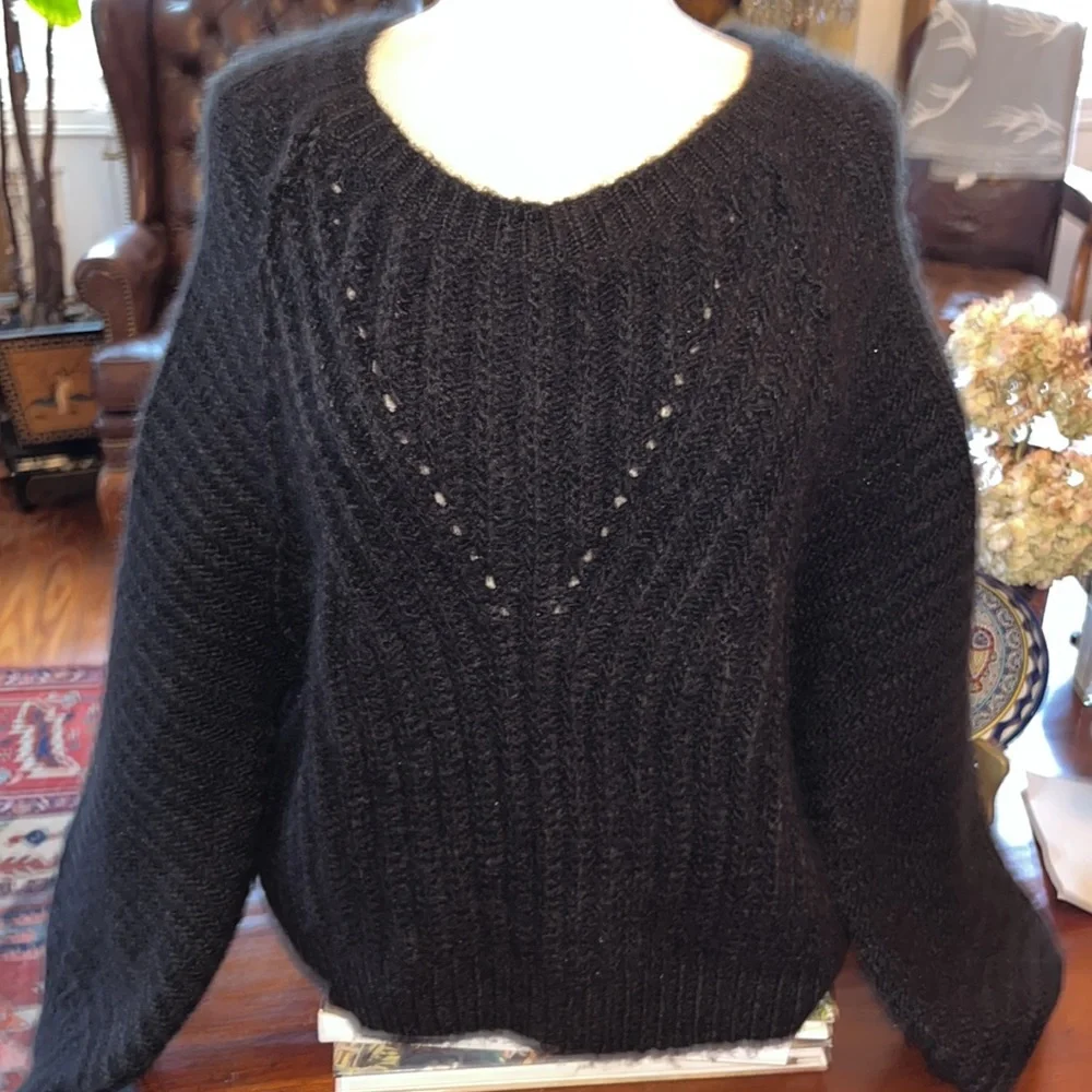 Free People Black Carter Pullover Sweater NEW